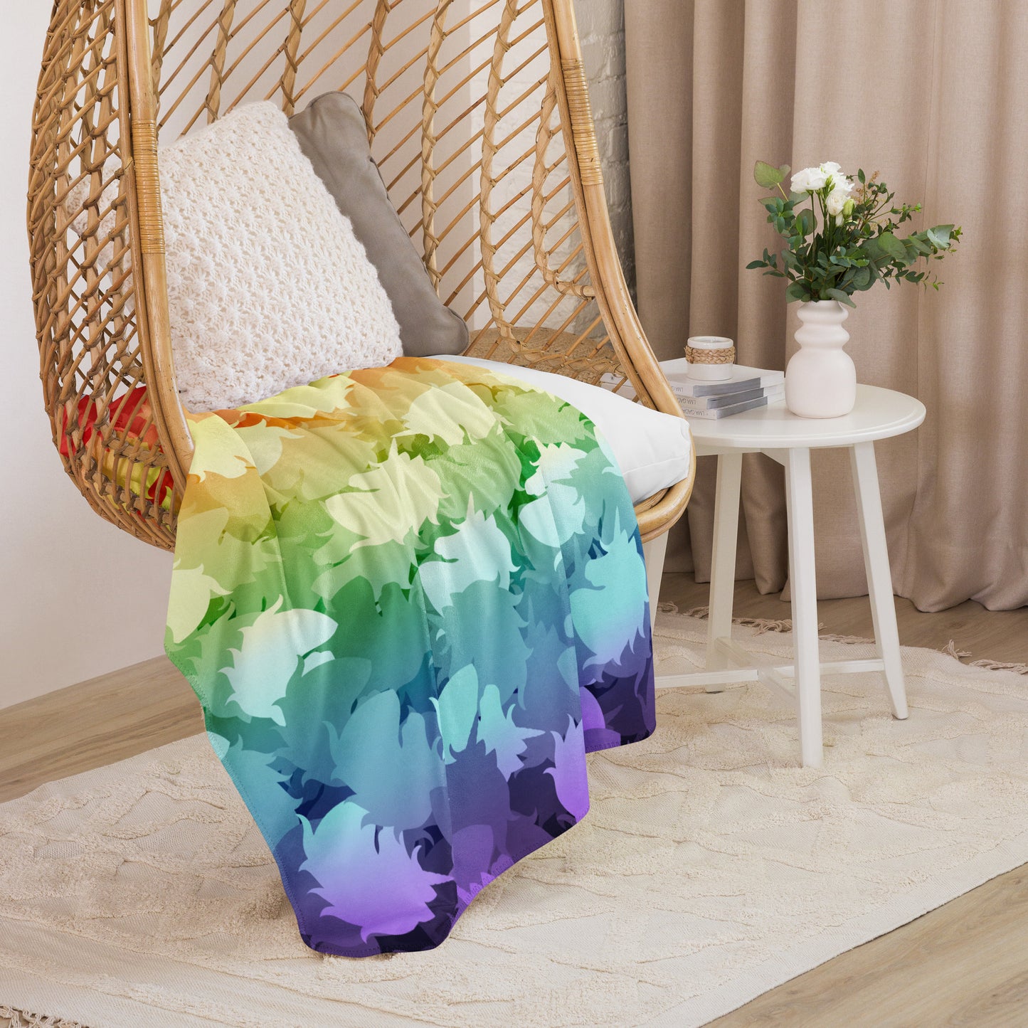 Rainbow Unicorn Camo Sherpa Blanket
