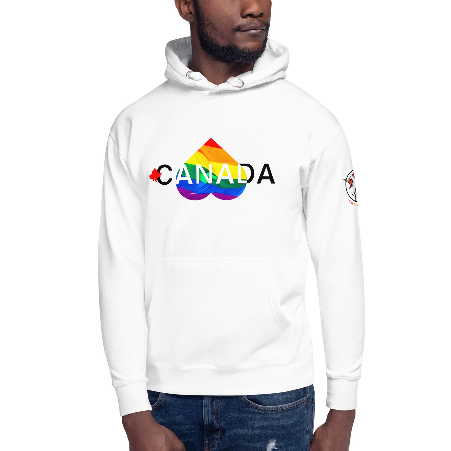 Canada Pride White Print Unisex Hoodie