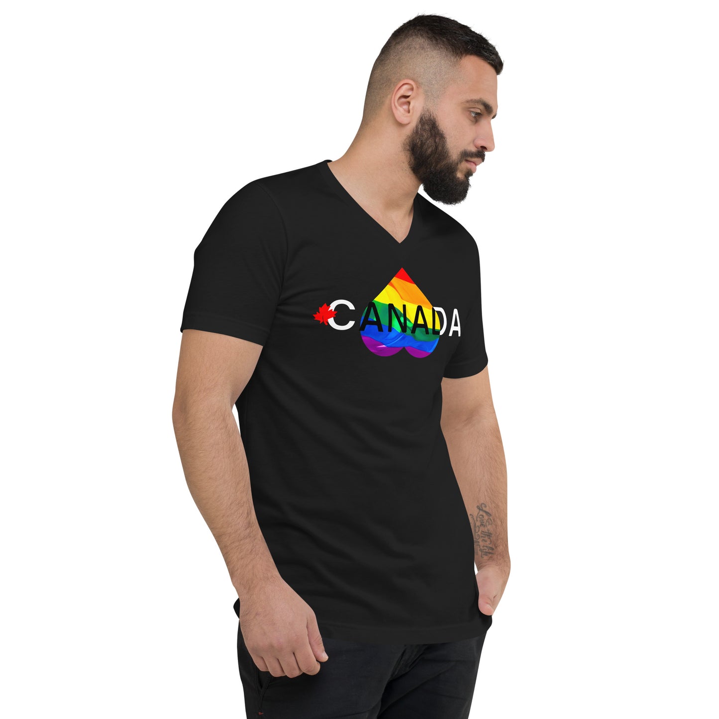 Canada Pride Black Print Unisex V-Neck T-Shirt