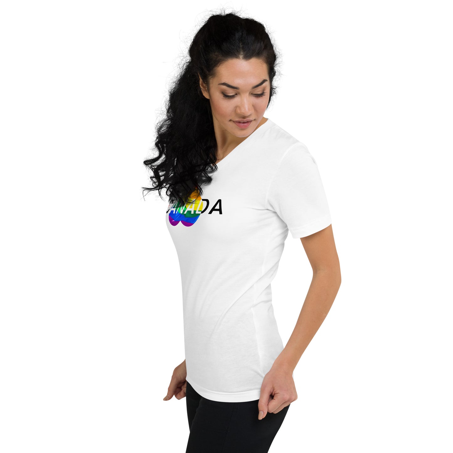 Canada Pride White Print Unisex V-Neck T-Shirt