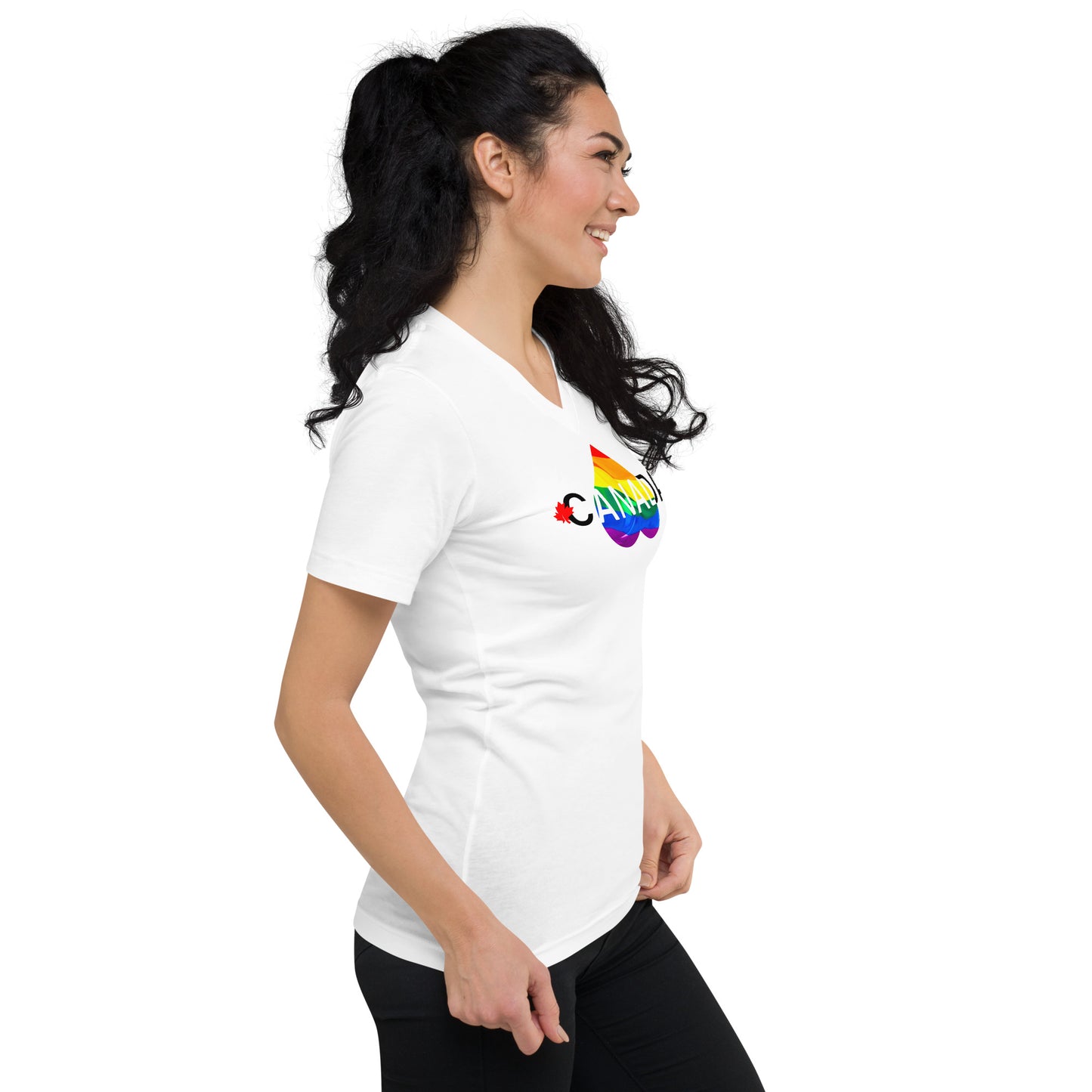 Canada Pride White Print Unisex V-Neck T-Shirt