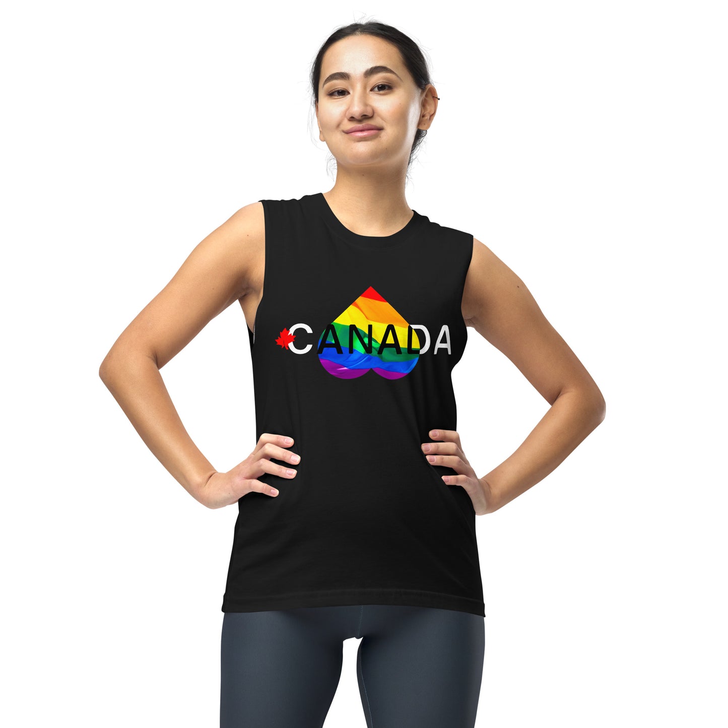 Canada Pride Black Print Muscle Shirt